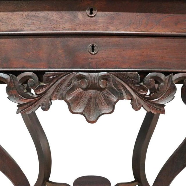 Wood Victorian Walnut & Rosewood 2 Drawer Lift Top Sewing Stand C1890 For Sale - Image 7 of 12