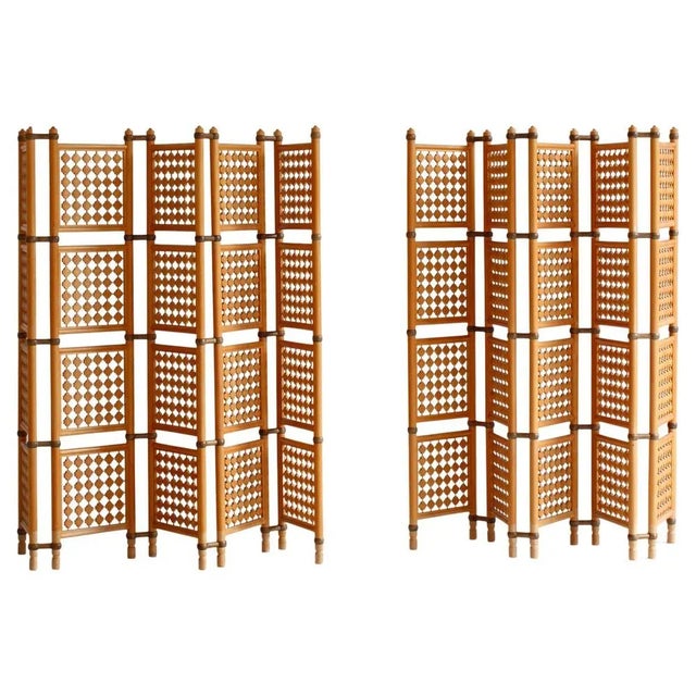 Scandinavian Modern Screens or Room Dividers in Stained Beechwood, 1940s, Set of 2 For Sale - Image 18 of 18