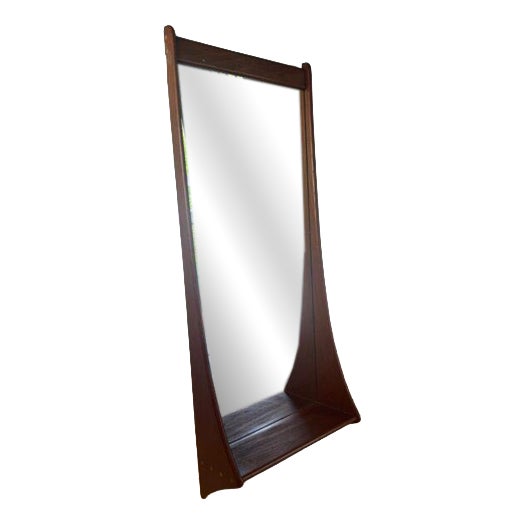 Vintage Teak Mirror with Shelf, Denmark, 1960s For Sale