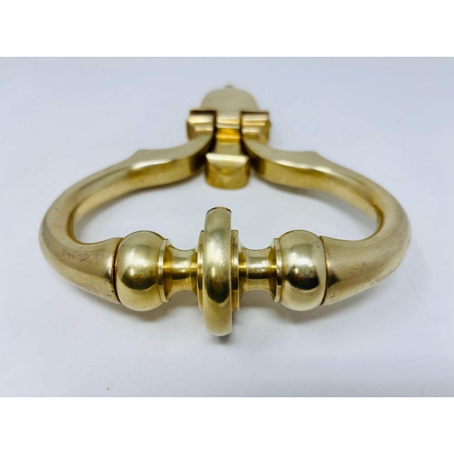 Victorian Georgian Style Solid Polished Brass Door Knocker 1940 For Sale - Image 3 of 9
