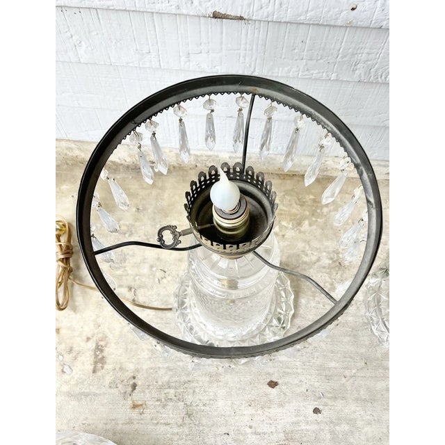 Large Vintage American Brilliant Cut Flower Crystal Mushroom Parlor Lamps For Sale - Image 11 of 12