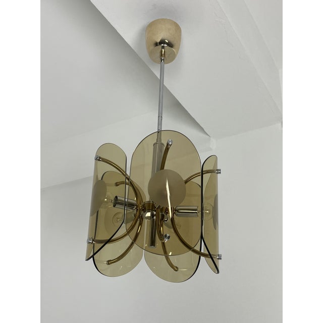 Amber Murano Glass 5-Light Chandelier, 1970s For Sale - Image 10 of 10