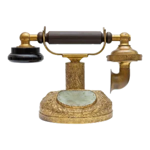 Antique French Style Chased Repoussé Gilt Telephone With Carved Jade Inset