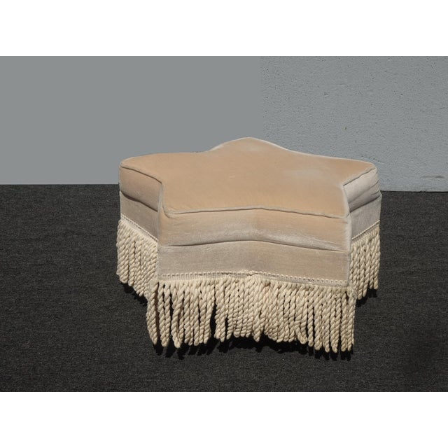 Off White Star Shaped Ottoman Footstool W Velvet and Fringe For Sale In Los Angeles - Image 6 of 13