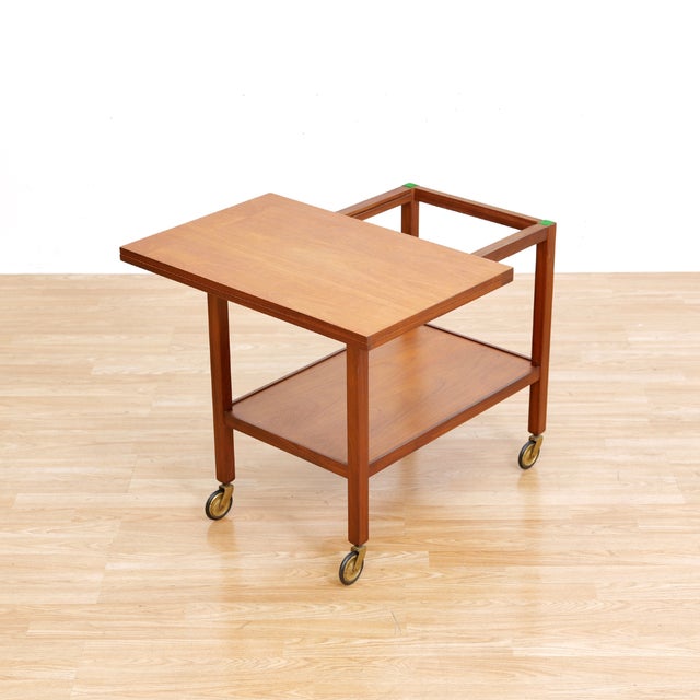 Brown 1960s Mid Century Teak Folding Bar Cart For Sale - Image 8 of 12