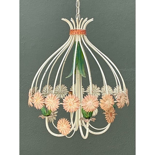 Vintage Tole Daisy Chandelier For Sale - Image 10 of 12