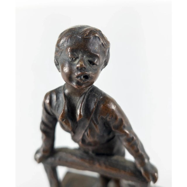 Figurative Early 20th Century Austrian German Bronze Boy Figure For Sale - Image 3 of 10