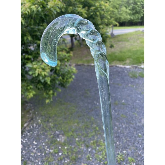 Victorian Antique 19th C. Blue Twist Glass Victorian End-of-Day Whimsy Art Hand Blown Cane For Sale - Image 3 of 18