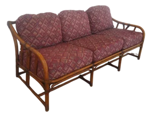 Late 20th Century Rare Ficks Reed Boho Chic Bamboo 3 Seat Sofa