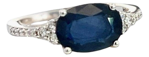 Natural Sapphire Diamond Ring Size 6.25 14k W Gold 2.86 TCW Certified, Size 9.25