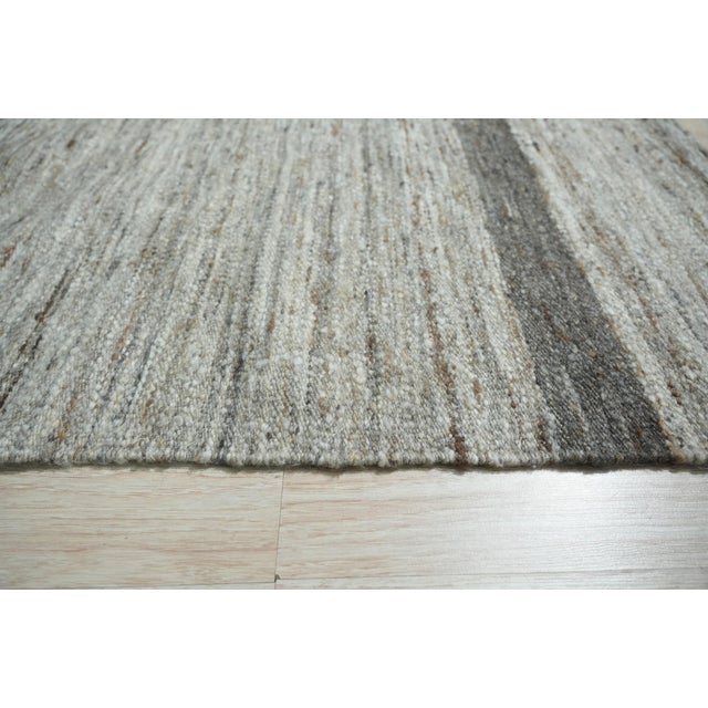 Contemporary 6x9 Lila Violet Light Gray Solid Open Field Flatweave Wool Carpet Rug For Sale - Image 3 of 9