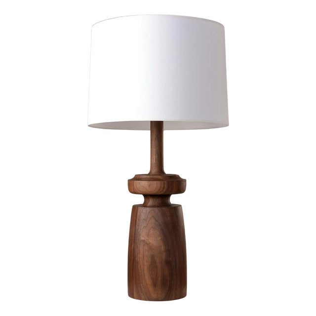 Lathe Turned Walnut Table Lamp by Michael Rozell For Sale