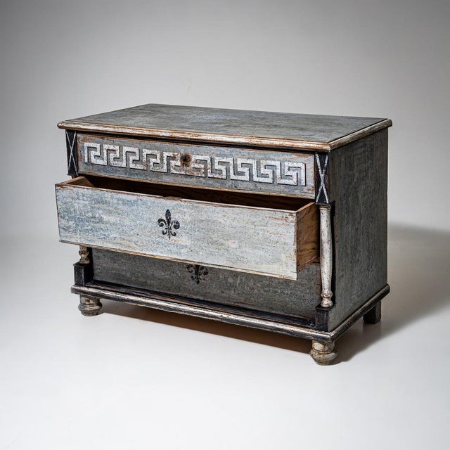 Antique Biedermeier Hand-Painted Commode, 1820 For Sale - Image 3 of 7