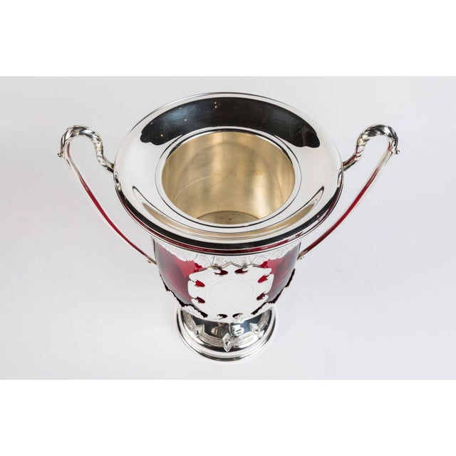 Silver Victorian, Silver and Ruby Glass Ice Buckets - A Pair For Sale - Image 8 of 9