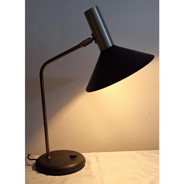 Brown Adjustable German Desk Lamp with Dark Brown Metal Base and Shade from Pfäffle Leuchten, 1970s For Sale - Image 8 of 8
