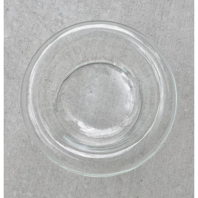 Contemporary Large Sculptural Clear Art Glass Centerpiece Bowl | Modernist Floating Bowl For Sale - Image 3 of 8
