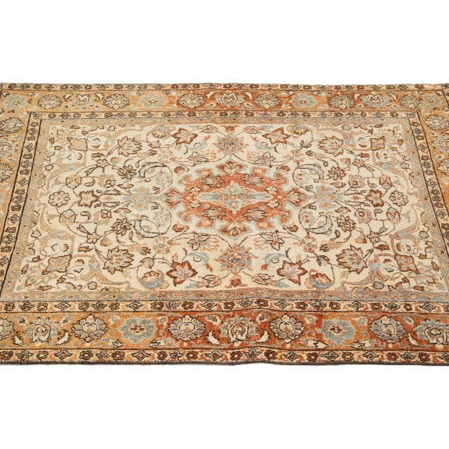 Rust Handmade Persian Mahal Wool Rug Featuring an Allover Floral Pattern For Sale - Image 4 of 7