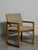 Mid-Century Modern Pair Oak Sled or Loop Base Armchairs in Original Nubby Oatmeal Tweed, 1970s For Sale - Image 3 of 7