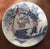 Antique early 19th century Chinese porcelain low bowl or charger decorated with a landscape scene in blue & white with red...