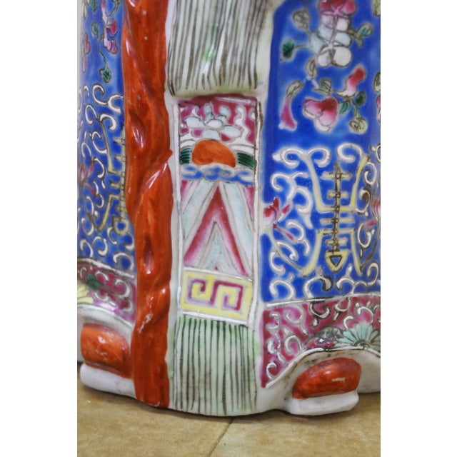 Antique Shouxing Famille Rose Polychrome Incense Burner Longevity Figurine 18" For Sale - Image 16 of 17