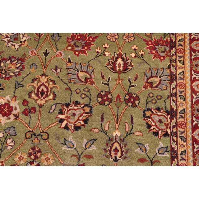 Elegant Floral 1990's Pak-Persian Green/Aubergine Wool Rug - 9'1'' X 11'4'' For Sale - Image 4 of 9
