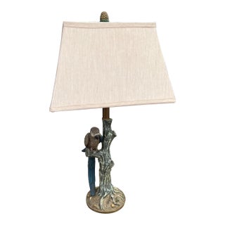 1980s Parrot Perched on a Faux Tree Limb Lamp For Sale
