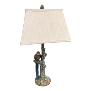 1980s Parrot Perched on a Faux Tree Limb Lamp