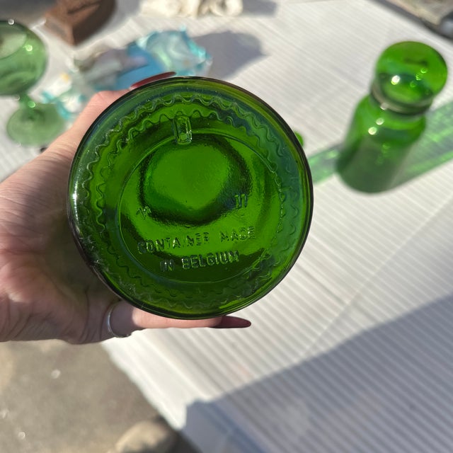 Green 1970s Matching Green Glass Jars, Set of 3 For Sale - Image 8 of 9