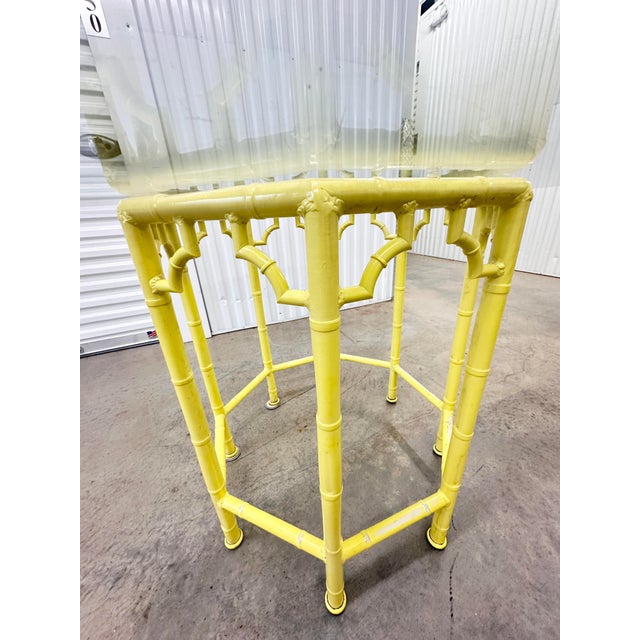 Kessler Industries Vintage Kessler Industries Hollywood Regency Yellow Faux Bamboo Dining Table For Sale - Image 4 of 11