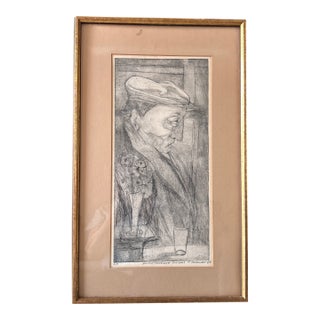 Signed Framed Vintage Portrait Print For Sale