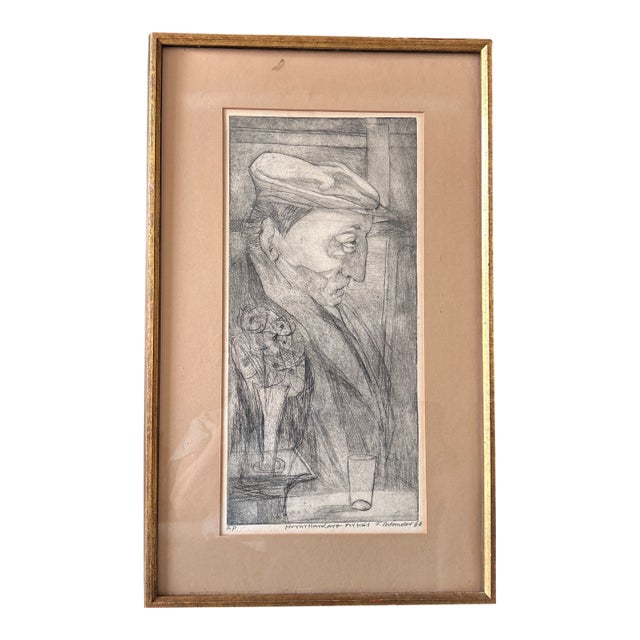 Signed Framed Vintage Portrait Print For Sale