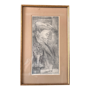 Signed Framed Vintage Portrait Print
