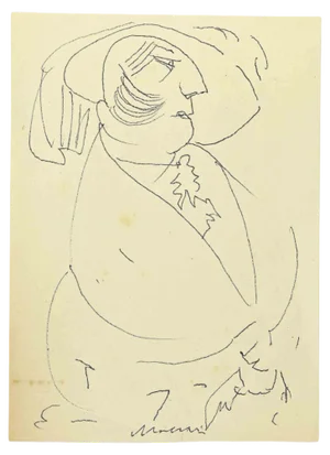 Mino Maccari, The Lady, Drawing in Ink, 1960s