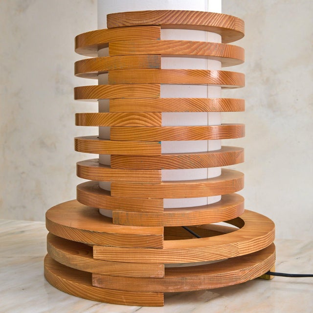 French Stacked Wood Table Lamp, 1970s For Sale - Image 11 of 11