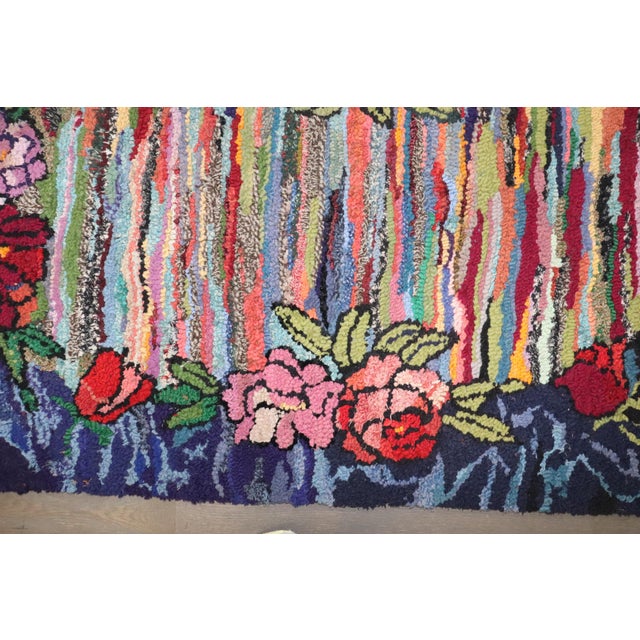 Blue Early 20th Century Zabihi Collection Dazzling Floral American Hooked Small Rug - 2'7" x 4'1" For Sale - Image 8 of 9