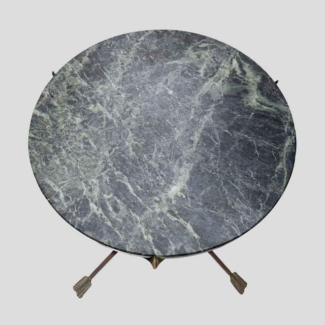 Directoire Style Tripod Table with Green Marble Top from Maison Jansen, 1950s For Sale - Image 9 of 10