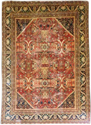 1920s Antique Persian Sickle Leaf Mahal Rug - 10'3"x 14'