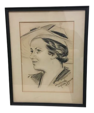 Antique Drawing • Framed Sketched Portrait