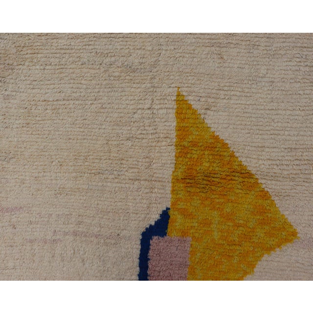 Textile Modern Moroccan Rug With Bold Geometric Design and Vibrant Colors 5'0 X 8'2 For Sale - Image 7 of 11
