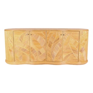 Large Curved Sideboard in Rattan, 1990s For Sale