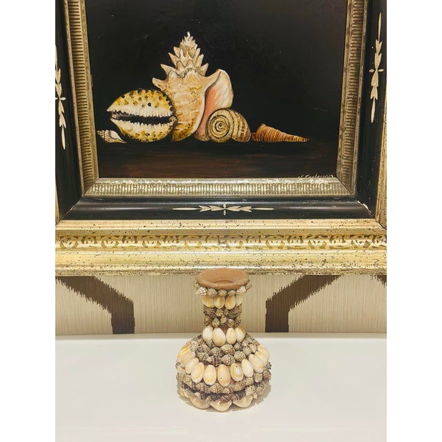Folk Art Vintage Shell Vase For Sale - Image 3 of 6