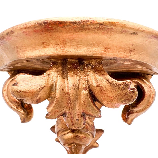 Vintage Italian Florentine Gold Gilt Wood Wall Bracket – Mid-20th Century, Hollywood Regency, Old World Charm For Sale - Image 12 of 13
