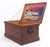 Vintage pine trunk box with iron handles. There are Mid Century stickers inside the lid for travel locations in New...