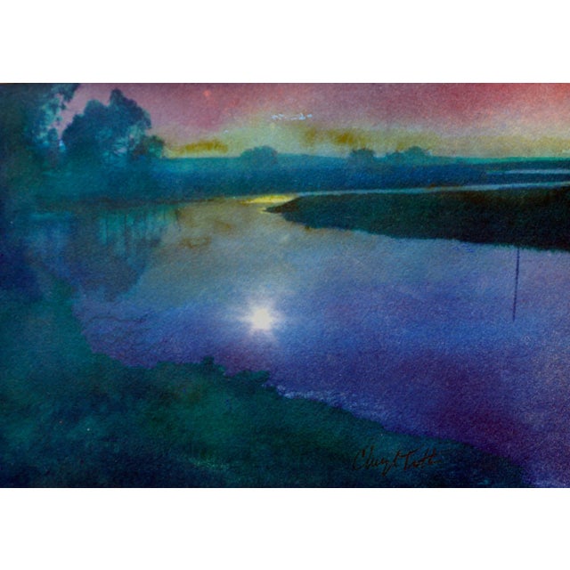 Soft watercolor accents add to the beauty of this cyanotype and watercolor titled "Elkhorn Slough" by Cheryl Trotter...