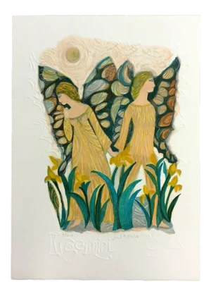 Mid Century Modern Unframed Gemini Zodiac Judith Bledsoe Hand Signed Lithograph