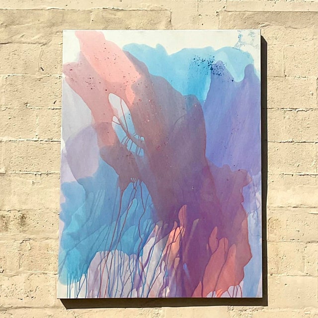 Late 20th Century Vintage Monumental Boho Signed Original Abstract Oil Painting For Sale - Image 5 of 9