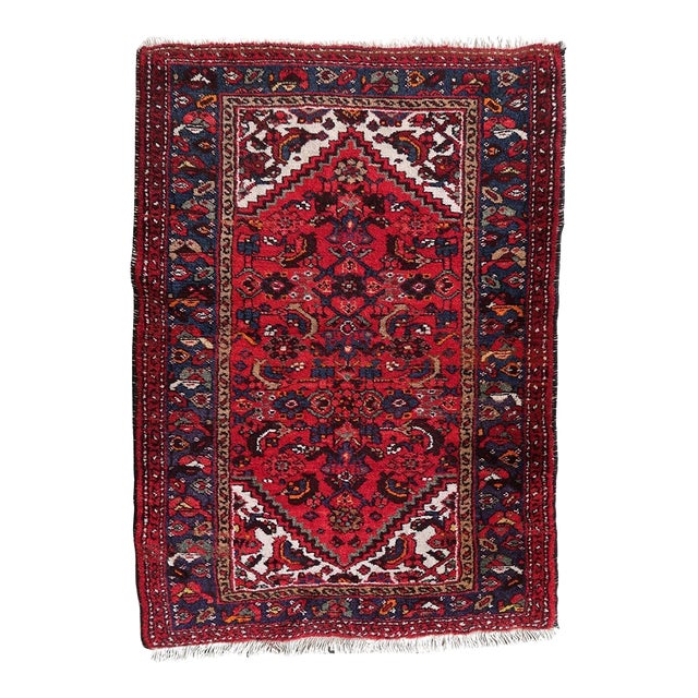 1970s, Handmade Vintage Persian Hamadan Rug 3.3' X 4.6' For Sale