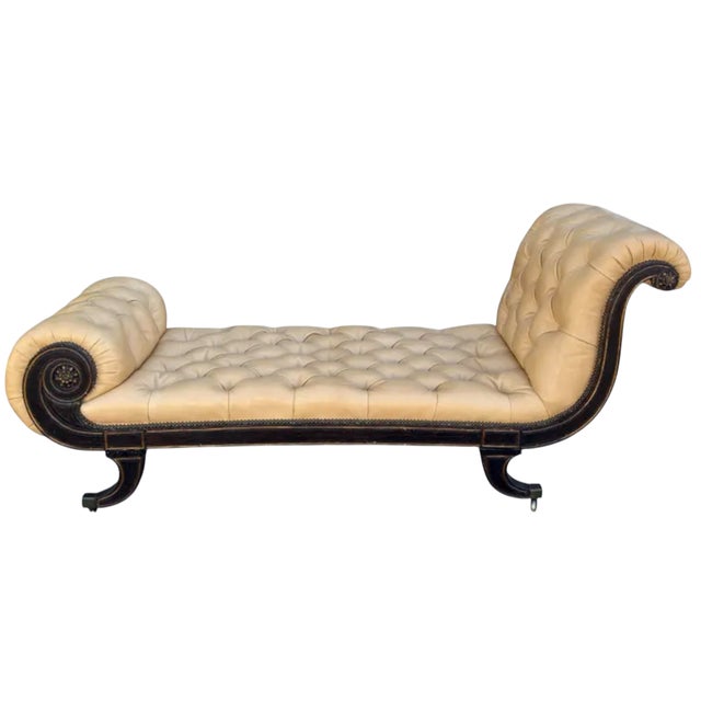 Antique Regency Period Tufted Leather Chaise Lounge c.1810 For Sale - Image 11 of 12