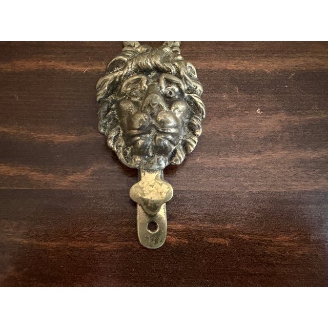 Circa 1930s English Cast Brass Lion Head Door Knocker For Sale In South Bend - Image 6 of 9