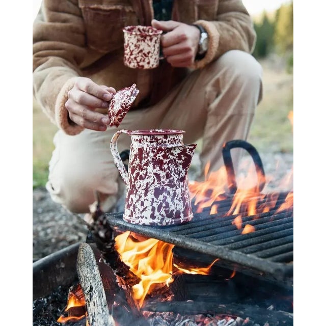 American Crow Canyon Home Splatterware, 14 oz. Tumblers in Burgundy & Cream - Set of 4 For Sale - Image 3 of 5